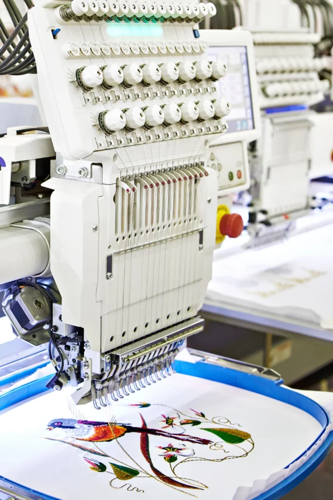 Embroidery machine in a workshop