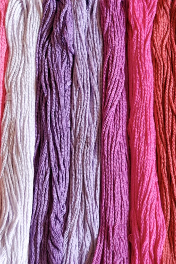 Variety of embroidery threads