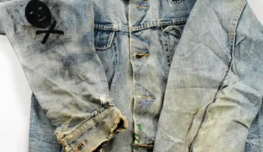 image of a jean jacket with patchwork on it