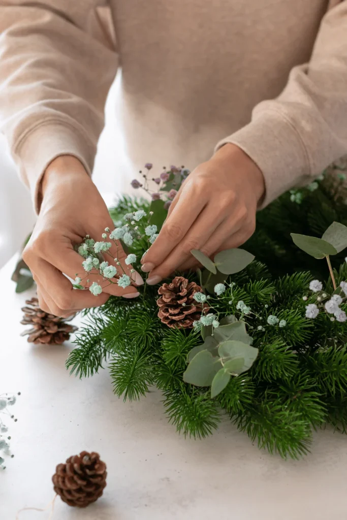 images of a woman making a wreath as crafts for beginners