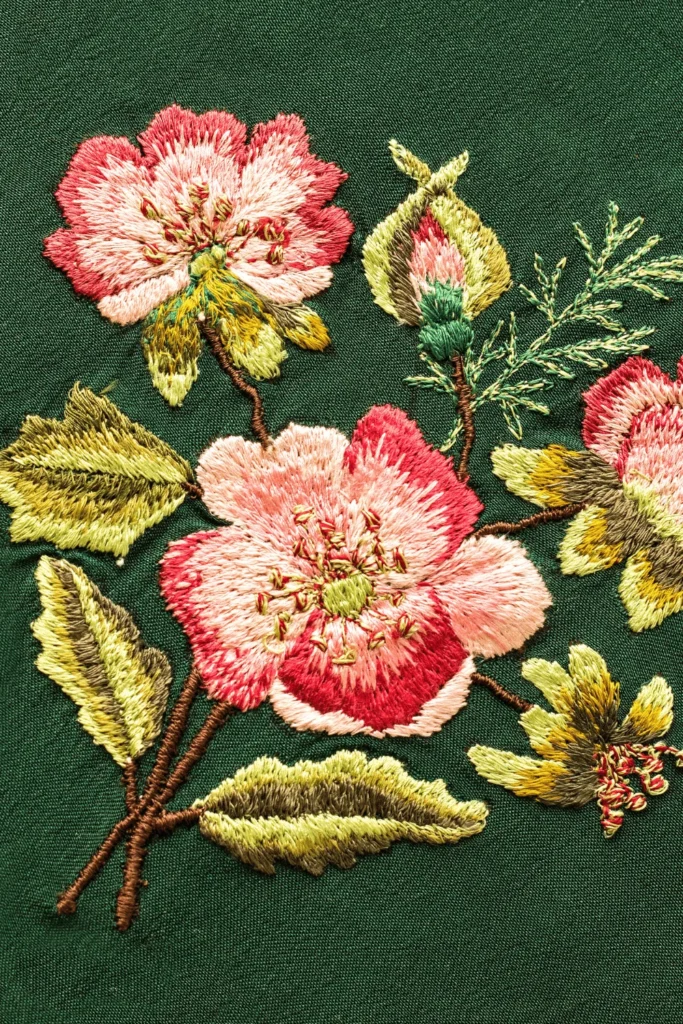 how to use embroidery stabilizer green embroidered flowers
