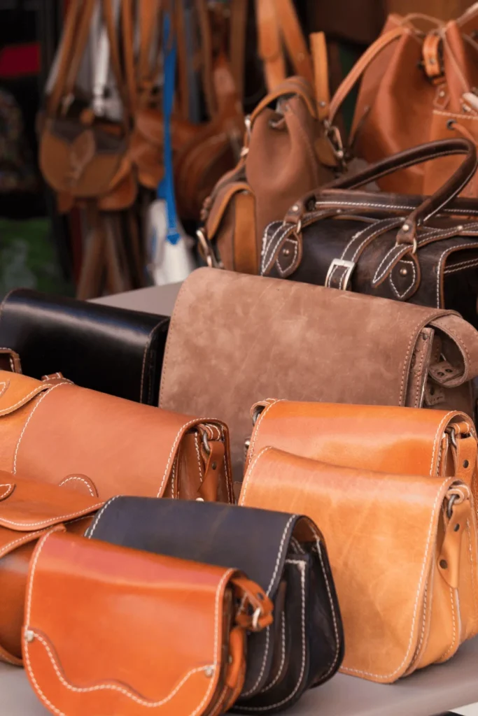 image of many leather bags