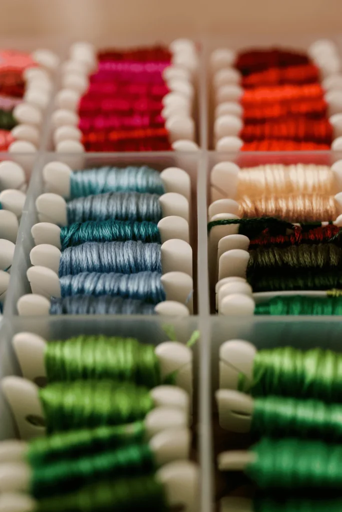 image of multicolored embroidery thread