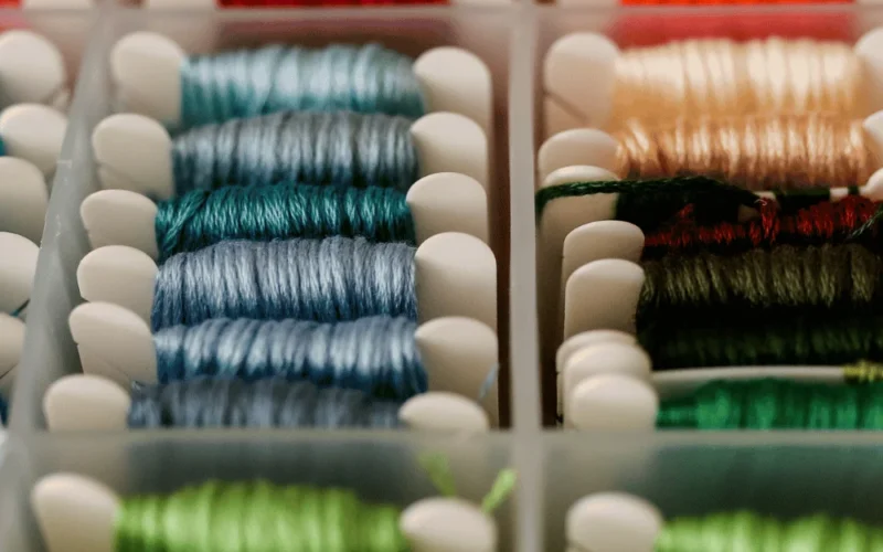 image of multicolored embroidery thread