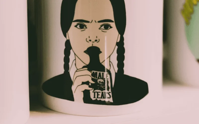 image of wednesday addams printed on mug