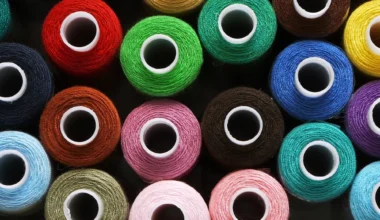 Reels of colorful embroidery threads