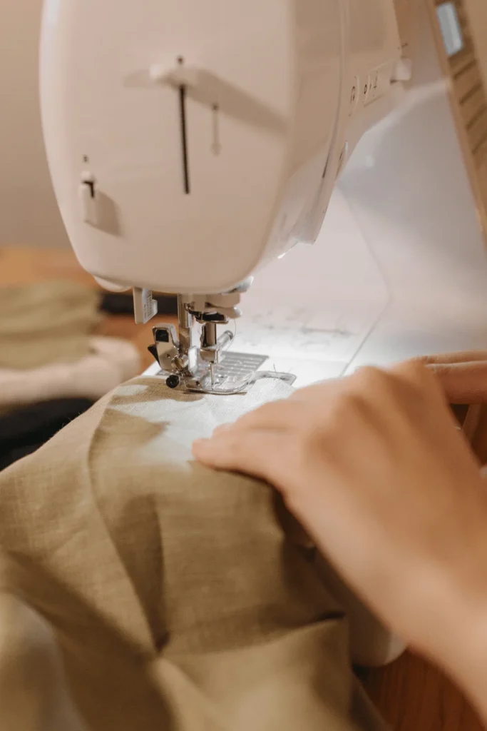 sewing on a patch with a sewing machine